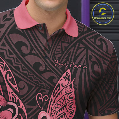 Black and Pink tropical tribal pattern butterfly Bowling Shirts For Men Custom Bowling Team Jerseys NQS11731