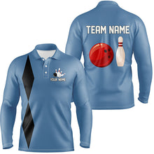 Load image into Gallery viewer, Personalized Retro Bowling Polo, Quarter Zip Shirts For Men custom vintage bowling team jerseys | Blue NQS7803