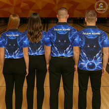Load image into Gallery viewer, Blue Lightning Thunder Cat Bowling Jerseys for Women custom Bowling Polo, 1/4 zip Team League Shirts NQS11428