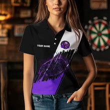 Load image into Gallery viewer, Black and Purple Skull reaper Dart jerseys Polo, 1/4 Zip Shirt for Women Custom Darts Team shirts NQS9509
