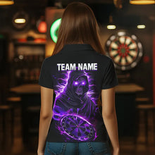 Load image into Gallery viewer, Black and Purple Skull reaper Dart jerseys Polo, 1/4 Zip Shirt for Women Custom Darts Team shirts NQS9509