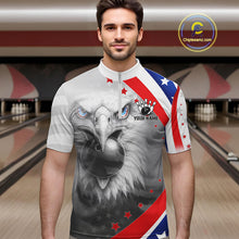 Load image into Gallery viewer, Red, White and Blue US Flag Eagle Bowling Shirts For Men Custom Patriotic Team Bowling Jersey NQS11632