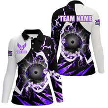 Load image into Gallery viewer, Purple Lightning thunder bowling Team league jerseys custom Womens Bowling Polo, Quarter zip Shirts NQS8231