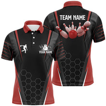Load image into Gallery viewer, Custom Black bowling shirt for men – personalized team jersey front view