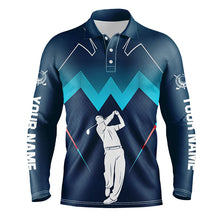 Load image into Gallery viewer, Mens golf polo shirt custom name men's golf apparel, gifts for golf lovers | Blue NQS8242