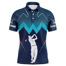 Load image into Gallery viewer, Mens golf polo shirt custom name men's golf apparel, gifts for golf lovers | Blue NQS8242