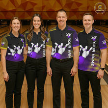 Load image into Gallery viewer, Yellow and Purple pattern Bowling shirts For Women Custom Team Bowling Jerseys, Gift For Bowler NQS11242