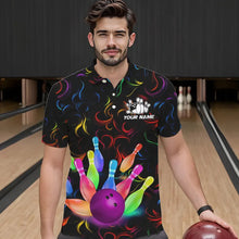 Load image into Gallery viewer, Colorful Neon Flame pattern Bowling Shirts For Men Custom Bowling Team Jerseys, Gift For Bowler NQS9374
