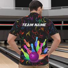 Load image into Gallery viewer, Colorful Neon Flame pattern Bowling Shirts For Men Custom Bowling Team Jerseys, Gift For Bowler NQS9374