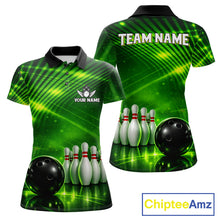 Load image into Gallery viewer, Green Light Bowling Polo, Quarter Zip Shirts For Women Custom Bowling Team Jerseys, Gift For Bowlers NQS11737