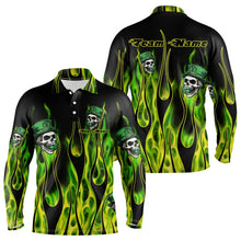 Load image into Gallery viewer, Green Flame clover skull St Patrick's Day Mens bowling shirts Custom Lucky Bowling Team Jerseys NQS9379