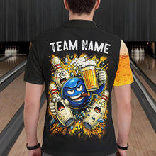 Load image into Gallery viewer, Custom Yellow Funny Beer Bowling Jersey for Men Bowling Uniform Polo &amp; 1/4 Zip Bowling Team Shirts NQS11646