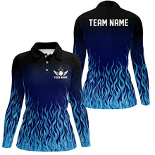 Load image into Gallery viewer, Blue Flame Fire Bowling Shirts For Women Custom Bowling Team League Jerseys, Bowling Outfits NQS8724