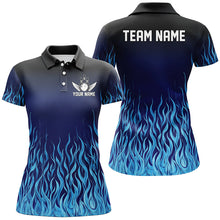 Load image into Gallery viewer, Blue Flame Fire Bowling Shirts For Women Custom Bowling Team League Jerseys, Bowling Outfits NQS8724