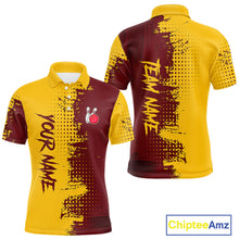 Load image into Gallery viewer, Yellow and Red Bowling Polo, Quarter Zip shirts for Men Custom Bowling Team Jerseys NQS10882