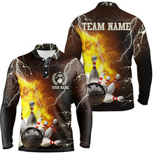 Load image into Gallery viewer, Mens Bowling polo shirts Custom flame lightning thunder Bowling Team Jersey, Bowling Team League Shirt NQS6150
