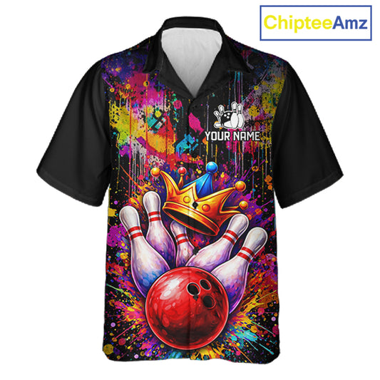 Colorful bowling jerseys Bowling Hawaiian Shirt Custom Bowling Team Button up shirts for bowlers NQS11473