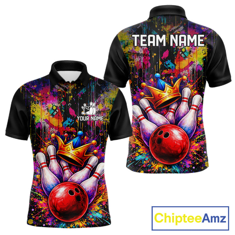 Colorful bowling jerseys Bowling Polo, 1/4 Zip Shirt for Men Custom Bowling Team shirts for bowlers NQS11473