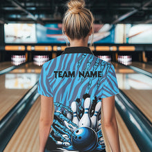 Load image into Gallery viewer, Funny Claw Blue Camo Women's bowling outfits custom bowling polo, Quarter Zip Shirts team jerseys NQS9704