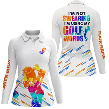 Load image into Gallery viewer, Watercolor white Womens golf polo shirts personalized I'm not swearing I'm using my golf words NQS5956