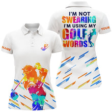 Load image into Gallery viewer, Watercolor white Womens golf polo shirts personalized I'm not swearing I'm using my golf words NQS5956