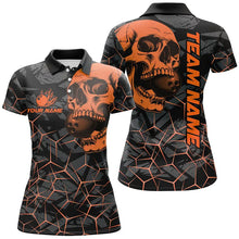Load image into Gallery viewer, Black Skull camo bowling shirt for women custom bowling team jerseys, gifts for bowlers | Orange NQS8276