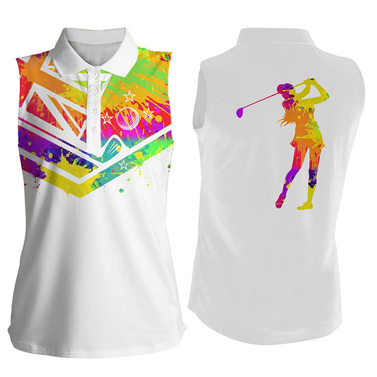 Womens sleeveless polo shirt watercolor New Zealand flag white golf shirt NQS4362