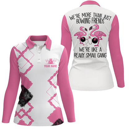 Pink personalized bowling shirt for women – custom name design side view
