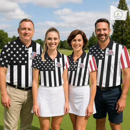 Men's golf polo shirts custom Red, white and black American flag mens golf tops, best golf gifts NQS11486