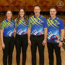 Load image into Gallery viewer, Personalized Blue And Green Bowling shirts for men bowling team league jerseys, bowling gifts for men NQS11494