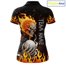 Load image into Gallery viewer, Custom Orange Flame Skull Golf Polo Shirts For Women,  team ladies golf tees cool golf gifts NQS11497