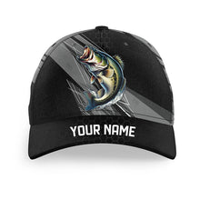 Load image into Gallery viewer, Personalized Black camo Largemouth Bass Fishing Hats, Bass fishing hats for men, women NQS9722