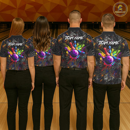 Colorful Skull bowling jerseys Bowling Shirts for Women Custom Bowling Team shirts for bowlers NQS11293