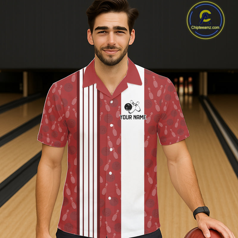Funny Retro Hawaiian bowling shirts Custom That's some bowshit bowling button up shirts | Red NQS11509