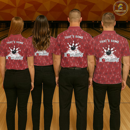 Customized Retro Bowling Team Shirts For Men That's some bowshit Funny Bowling Pattern Jerseys| Red NQS11509