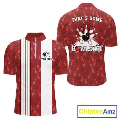 Customized Retro Bowling Team Shirts For Men That's some bowshit Funny Bowling Pattern Jerseys| Red NQS11509