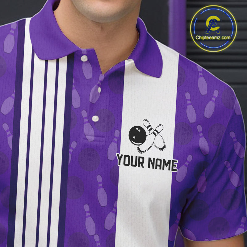Custom Retro Bowling Team Shirts For Men That's some bowshit Funny Bowling Pattern Jerseys | Purple NQS11510