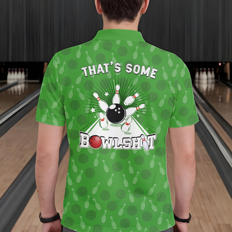 Custom Retro Bowling Team Shirts For Men That's some bowshit Funny Bowling Pattern Jerseys | Green NQS11511