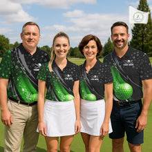 Load image into Gallery viewer, Black &amp; Green Shamrock pattern Golf Polo Shirts For Men Custom St Patrick team men's golf clothes NQS11514