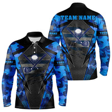 Load image into Gallery viewer, Blue Camo Golf Polo Shirts For Men Custom best mens golf wear, golfing gifts NQS9734