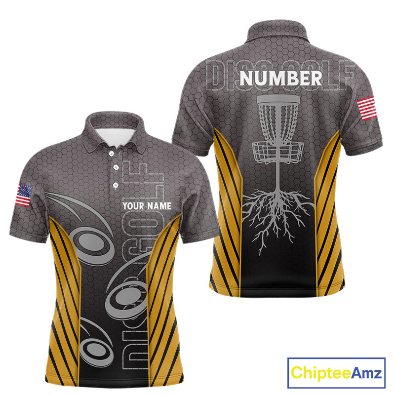 Disc golf t-shirts, polos, hoodies for men, women custom name, number camo disc golf jerseys | Yellow NQS11303