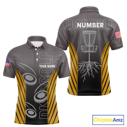 Disc golf t-shirts, polos, hoodies for men, women custom name, number camo disc golf jerseys | Yellow NQS11303