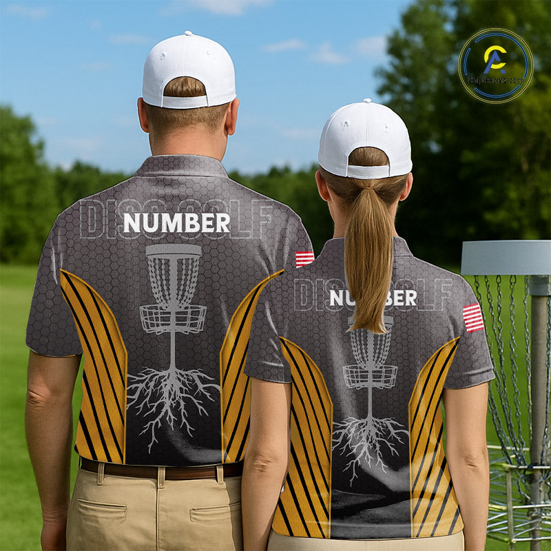 Disc golf t-shirts, polos, hoodies for men, women custom name, number camo disc golf jerseys | Yellow NQS11303