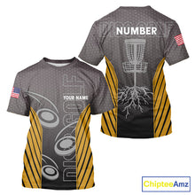 Load image into Gallery viewer, Disc golf t-shirts, polos, hoodies for men, women custom name, number camo disc golf jerseys | Yellow NQS11303