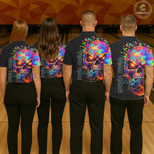 Load image into Gallery viewer, Colorful Skull bowling jerseys Bowling Polo, 1/4 zip Shirt Custom Bowling Team shirt for mens bowlers NQS11317
