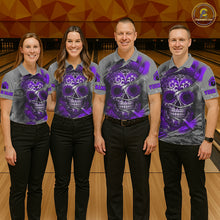 Load image into Gallery viewer, Purple Sugar Skull Tattoo Custom Women Bowling Polo, Quarter Zip Shirts,Team Bowling Jerseys NQS11530