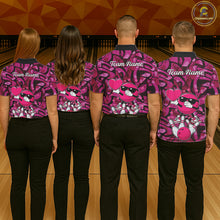 Load image into Gallery viewer, Funny Bowling heart pink graffiti pattern Valentine Women Bowling Shirt Custom Couple Bowling Outfits NQS11322