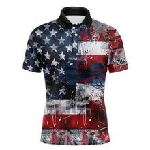 Load image into Gallery viewer, Personalized Polo golf shirts for men custom grunge American Flag patriotic mens golf wears NQS9433