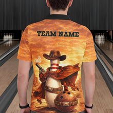 Load image into Gallery viewer, Custom Funny Desert Bowling Cowboy gun bowling team shirts For Men, Bowling Polo, 1/4 zip jerseys NQS11536