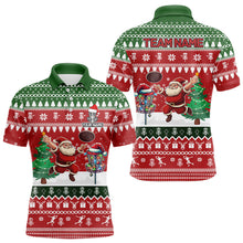 Load image into Gallery viewer, Funny ugly Christmas Santa Mens Disc golf polo shirts Custom Team Name Disc Golf Jersey Xmas Outfit NQS9028